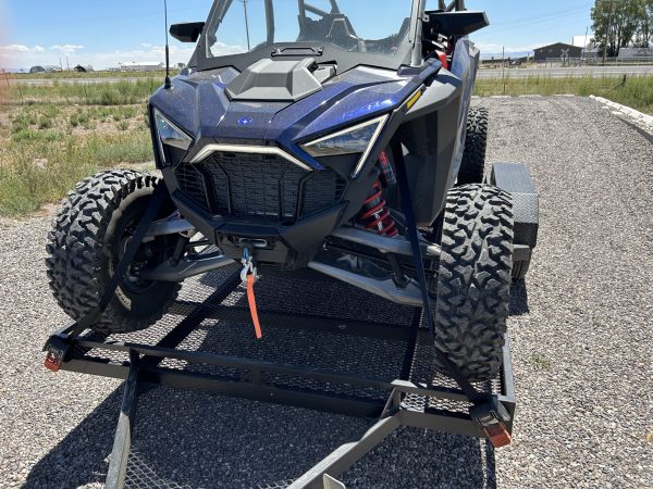 Side by Side Pro R w/ 4 Cylinder engine on a 14 Ft Tandem Trailer w/ No Lift Ramp