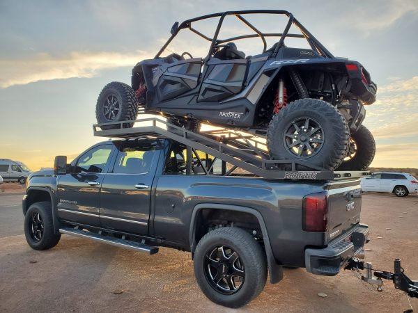 BEST SELLER: Truck Rack for 6.5 Ft. Bed, 3/4 Ton and 1 Ton Truck, 2/4 Seat, Side by Side, Wheelbase Width of 62"-75″ & Length up to 127″ for Can-AM, Polaris RZR XP Pro, Polaris, Kawasaki, Yamaha; Powersports & Motorsports
