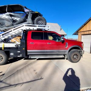 Truck Rack on Flatbed supporting long side by side wheelbase